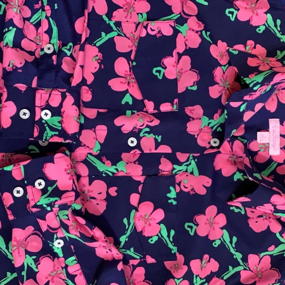 Lilly Pulitzer Long Sleeve Pink Floral Shirt Small - Picture 5 of 8